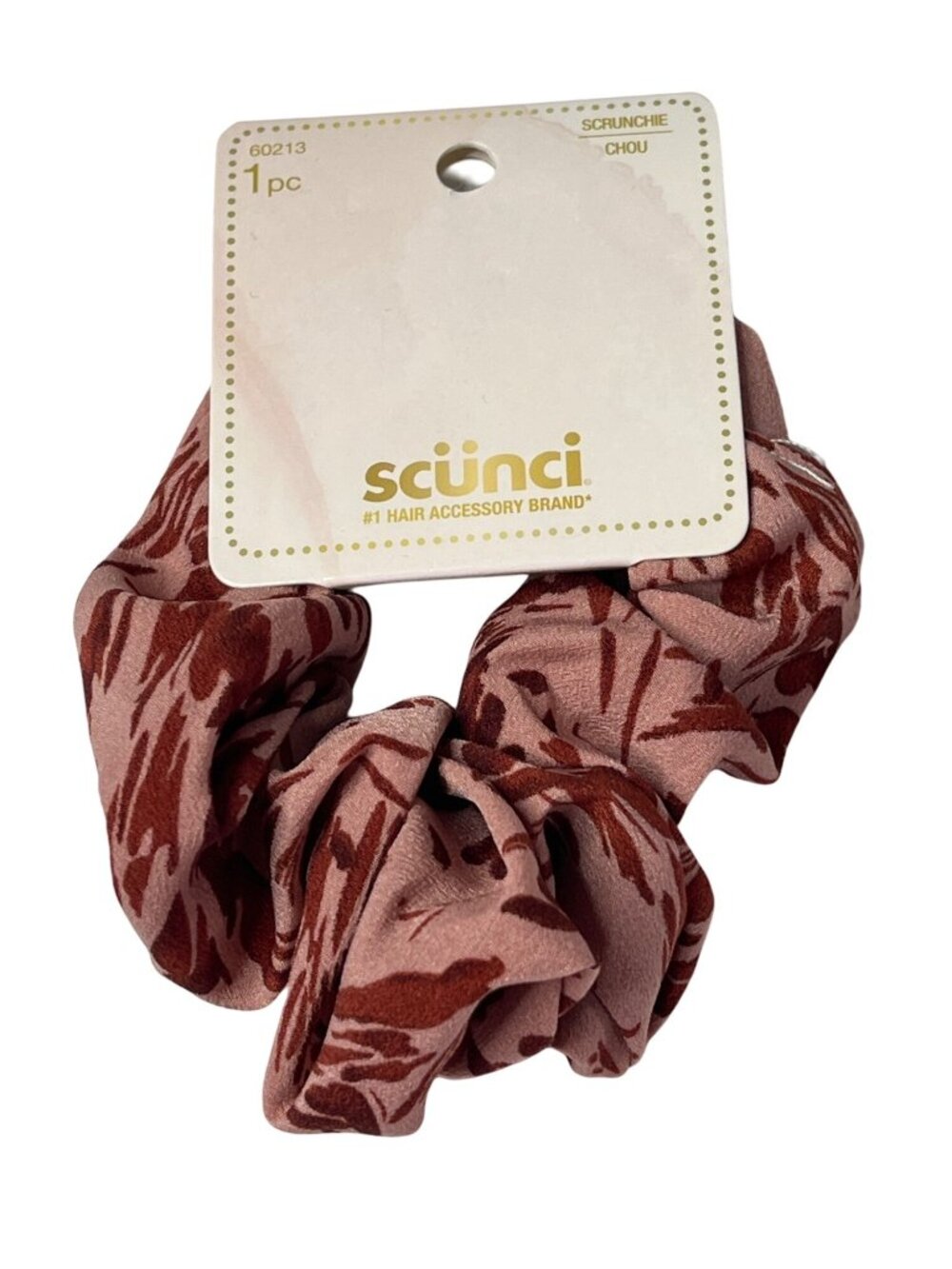 Scunci Pink Red Abstract Print Scrunchie Ponytail Hair Tie New